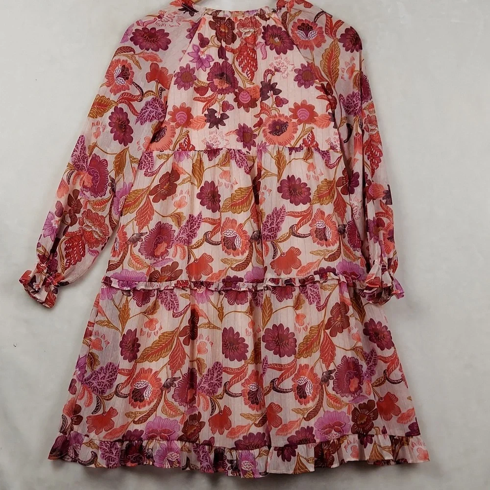 Old Navy Printed Long-Sleeve Tie-Front Tiered Swing Dress for Girls XLarge 14-16